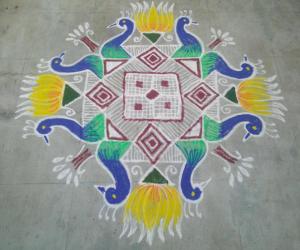 Rangoli: Peacock kolam!